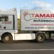 camión blanco con serigrafiado tamaran- autoescuela tamaran